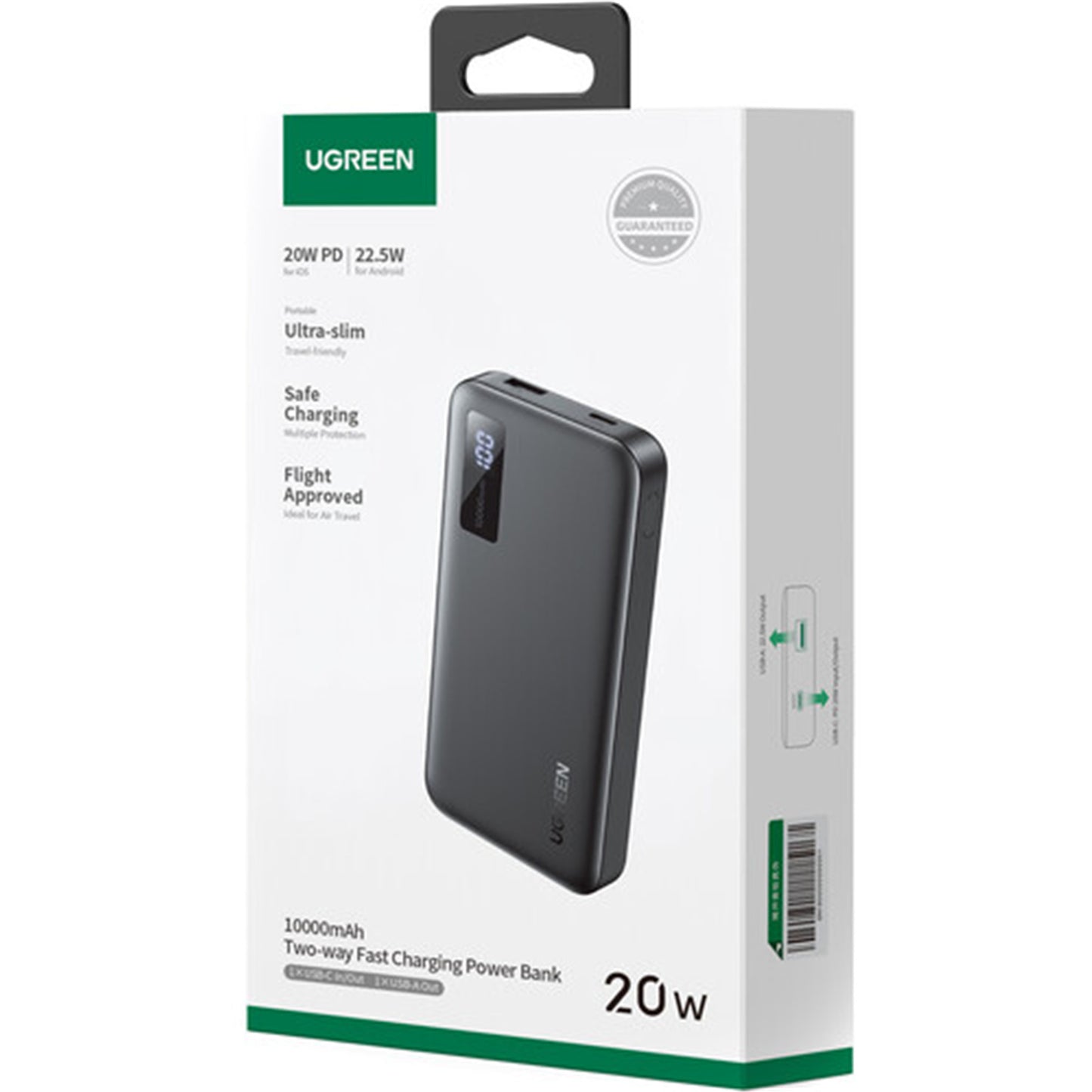 UGREEN 25742 10000mAh Two-way Fast Charging Power Bank - Black