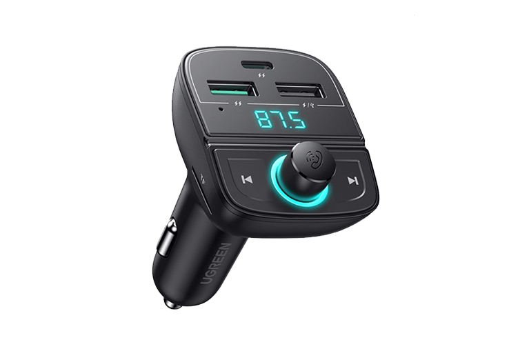 UG-80910 UGREEN Car Bluetooth Adapter - Bluetooth FM Transmitter for Car PD/QC 3.0 Car Charger for iPhone 13/12/12 Pro/11, Support Hand-Free Calling/MP3 Audio Playing/TF&USB Driver/Car Voltage Display