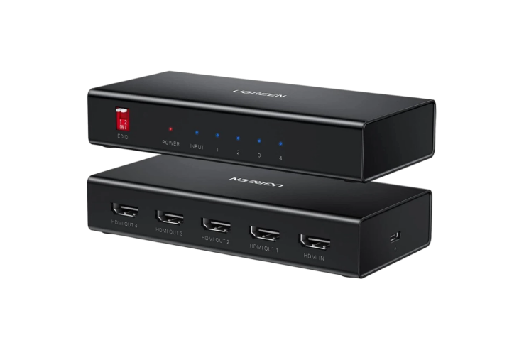 UG-90514 UGREEN HDMI Splitter 1 in 4 Out 4K@60Hz 18 Gbps 1x4 Only Mirror Screen Support EDID HDCP 2.2/1.4 3D HDR Compatible with Xbox PS5/4 Switch Projector