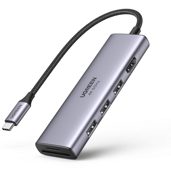 Ugreen 60383 6-in-1 USB-C To HDMI+3*USB 3.0 A+SD/TF Converter