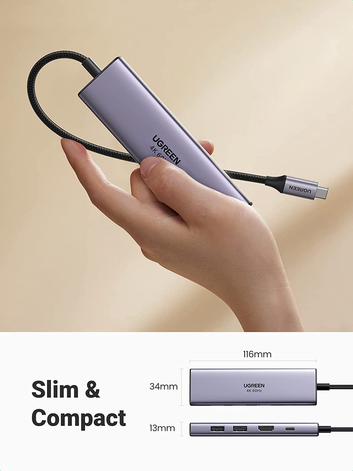 Ugreen 60383 6-in-1 USB-C To HDMI+3*USB 3.0 A+SD/TF Converter