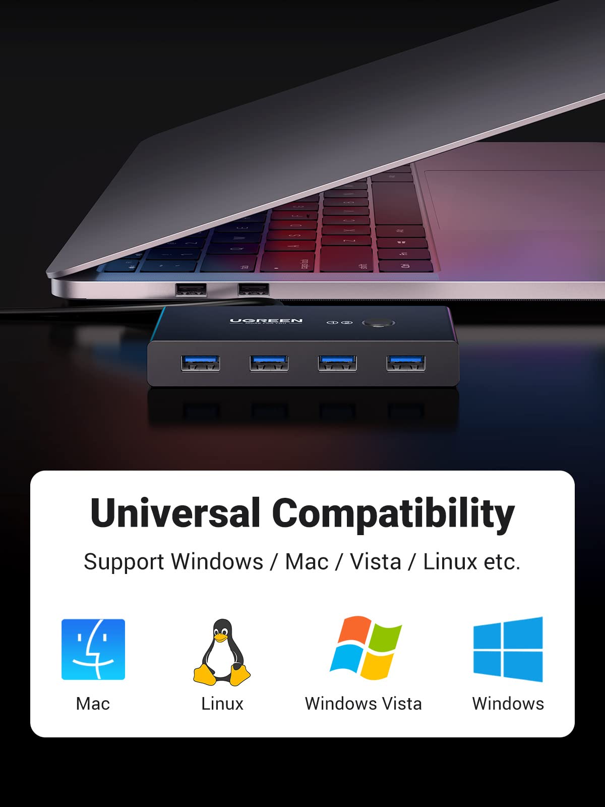 UGREEN 30768 2 In 4 Out USB 3.0 Sharing Switch Box