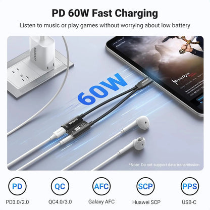 UGREEN USB-C to 3.5mm Audio Adapter with Power Delivery