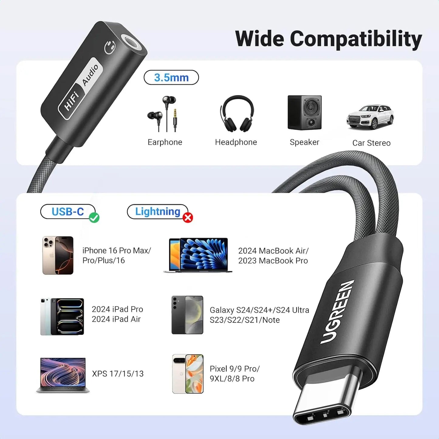 UGREEN USB-C to 3.5mm Audio Adapter with Power Delivery