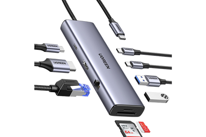 Ugreen 15375 USB-C to 2*USB3.0+2*USB-C+HDMI+RJ45+SD&TF +PD port Converter