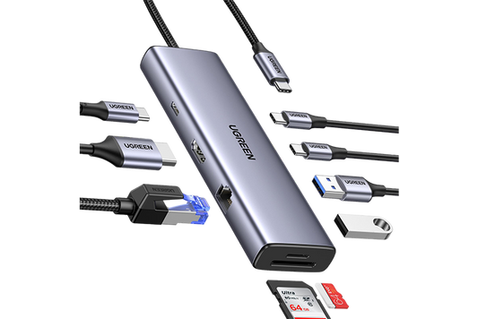 Ugreen 15375 USB-C to 2*USB3.0+2*USB-C+HDMI+RJ45+SD&TF +PD port Converter