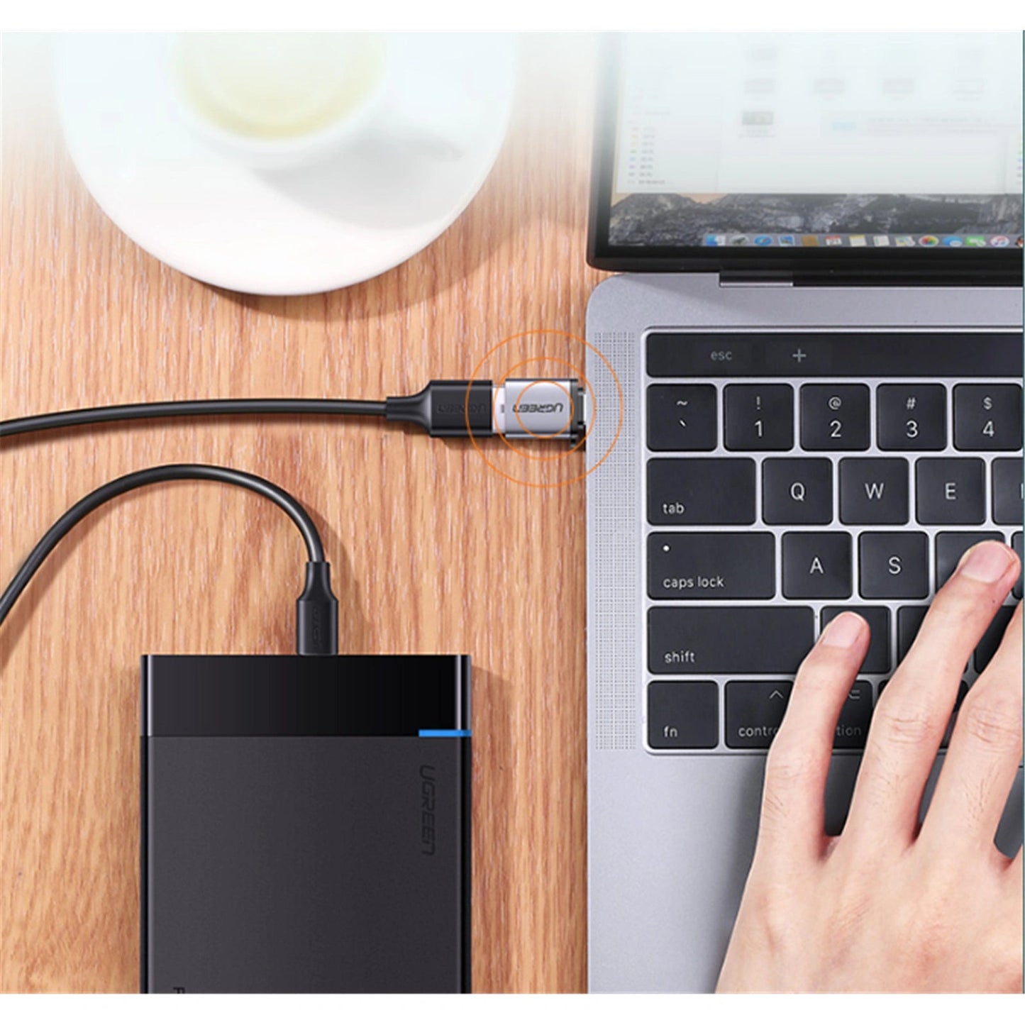 UGREEN Type C to USB 3.0 A Adapter Cable with Lanyard Space Gray