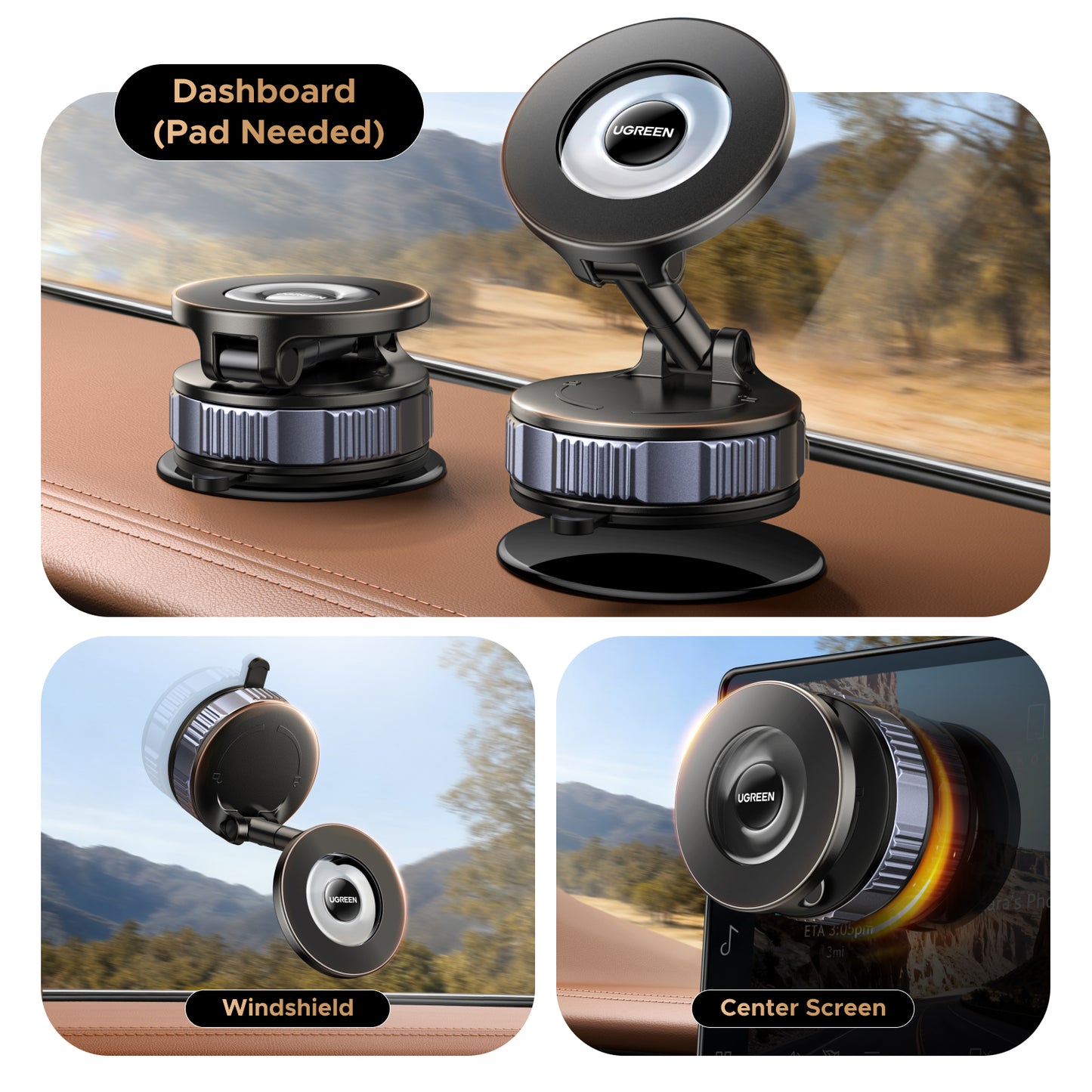 UGREEN Suction Cup Magnetic Phone Mount