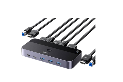 UGREEN 15707  USB 3.0 KVM Switch 4K@60Hz High-Speed Transmission Share 3 USB + 1 Type-C Ports for Keyboard Mouse Hard Drives Printer to One Monitor HDMI KVM Switch with 2 USB Cables and 2 HDMI Cables