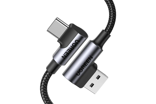 Ugreen 20856 1m Angled USB-C Male To Angled USB 2.0 A Male 3A Data Cable(90°Angle)