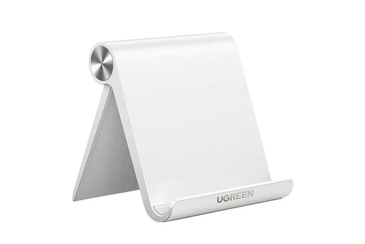 UGREEN 30485 Tablet Stand Holder Adjustable Portable Desktop Holder Dock Compatible for iPad 10.2 iPad Pro 11 Inch iPad 9.7 iPad Mini 6 5 4 3 2 iPad Air iPhone 16 15 14 13 12 Pro Max 11 XS XR White