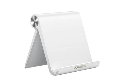 UGREEN 30485 Tablet Stand Holder Adjustable Portable Desktop Holder Dock Compatible for iPad 10.2 iPad Pro 11 Inch iPad 9.7 iPad Mini 6 5 4 3 2 iPad Air iPhone 16 15 14 13 12 Pro Max 11 XS XR White