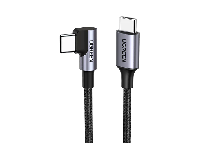 Ugreen 50125 USB-C 2.0 Male To Angled USB-C 2.0 Male 3A Data Cable 2M