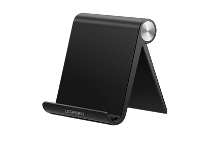 UGREEN 50747 Cell Phone Stand Holder Mobile Phone Dock Compatible with iPhone 16 15 14 13 12 11 Pro Max SE XS XR, Galaxy S24 Ultra S23 S22, Smartphone Holder for Desk, Adjustable and Foldable Black