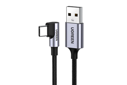 UGREEN 50942 Angled USB-C Male To USB2.0 A Male 3A Data Cable Black 2M