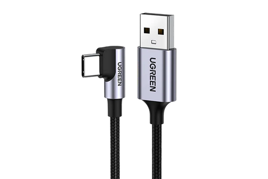 UGREEN 50942 Angled USB-C Male To USB2.0 A Male 3A Data Cable Black 2M