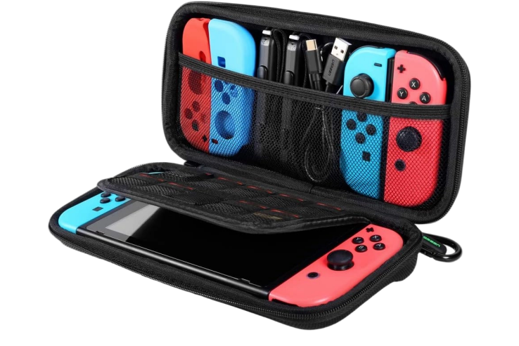 UGREEN  50974 Case for Nintendo Switch Portable Travel Carrying Hard Shell Case Protective Bag Pouch with Carabiner for Switch Console, 3 Pairs Joy-Cons Controllers, Joy-Con Straps, 9 Game Cards, USB C Cable