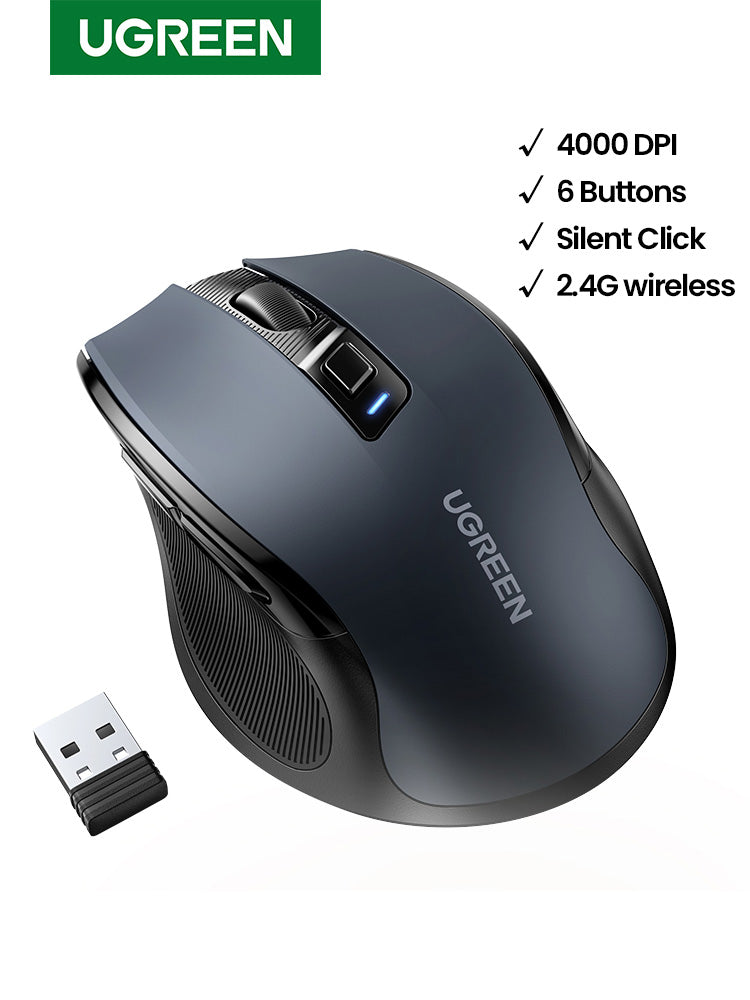 UGREEN Ergonomic Wireless Mouse 2.4G 4000DPI Silence Design