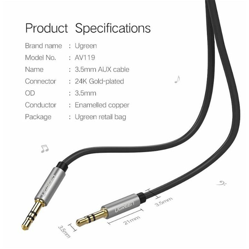 UG 10735 3.5MM M ROUND AUD 2M CAB-BK