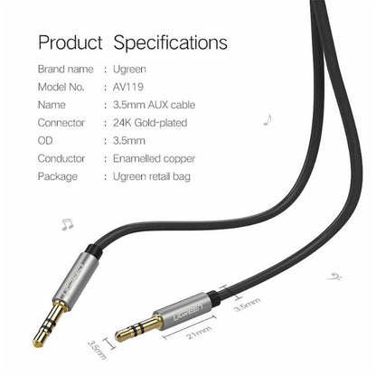 UG 10735 3.5MM M ROUND AUD 2M CAB-BK