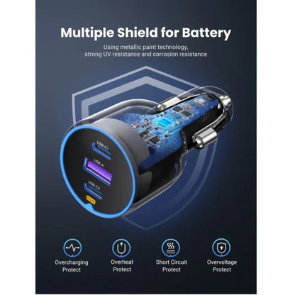 UGREEN UG-35024 75W 3-Port Fast Car Charger