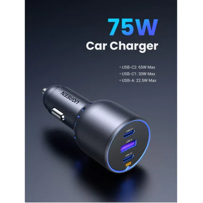 UGREEN UG-35024 75W 3-Port Fast Car Charger