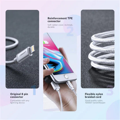 UGREEN 60161 USB 2.0 - MFi Certified Lightning to USB-A Cable - 1m - Silver
