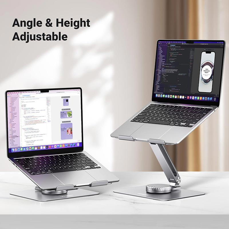 UGREEN 90849 Laptop Stand for Desk Adjustable 360 Rotating Base Compatible with MacBook Pro Air Stand, Lenovo Ideapad 3, Dell Chromebook, HP Notebook up to 17.3 Inch