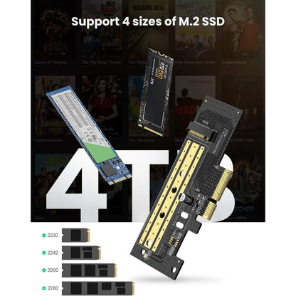 UGREEN CM302 M.2 NVME to PCI-E 3.0 X4 Express Card Adapter - Support 2230 2242 2260 2280 M.2 SSD
