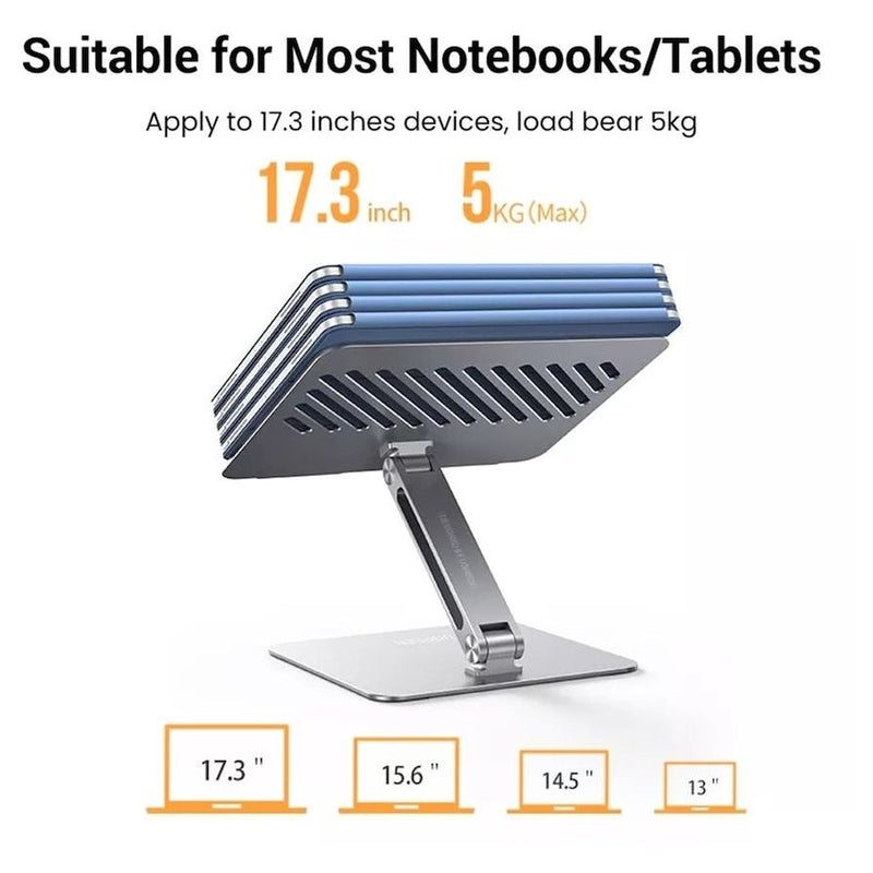 UGREEN 40291 Laptop Stand - Silver, Ergonomic Height Angle Adjustable, Compatible with 11.6" to 17.3" Apple MacBook / Laptops