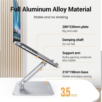 UGREEN 40291 Laptop Stand - Silver, Ergonomic Height Angle Adjustable, Compatible with 11.6" to 17.3" Apple MacBook / Laptops