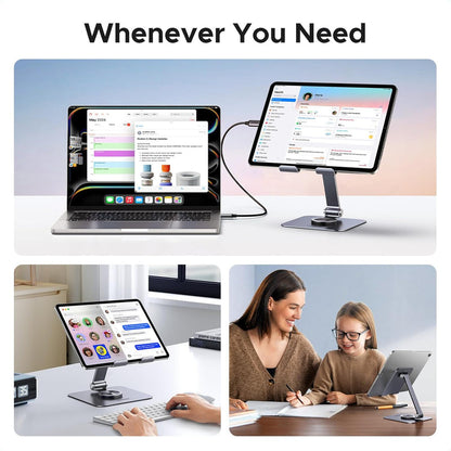 UGREEN 45860 iPad Stand 360° Rotatable Metal Phone and Tablet Stand Holder for Desk Adjustable Foldable Tablet Mount Compatible with All up tp 13'' Devices iPhone 16 Pro Max iPad Pro/Air/Mini Galaxy Tab