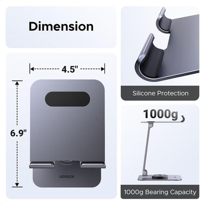 UGREEN 45860 iPad Stand 360° Rotatable Metal Phone and Tablet Stand Holder for Desk Adjustable Foldable Tablet Mount Compatible with All up tp 13'' Devices iPhone 16 Pro Max iPad Pro/Air/Mini Galaxy Tab