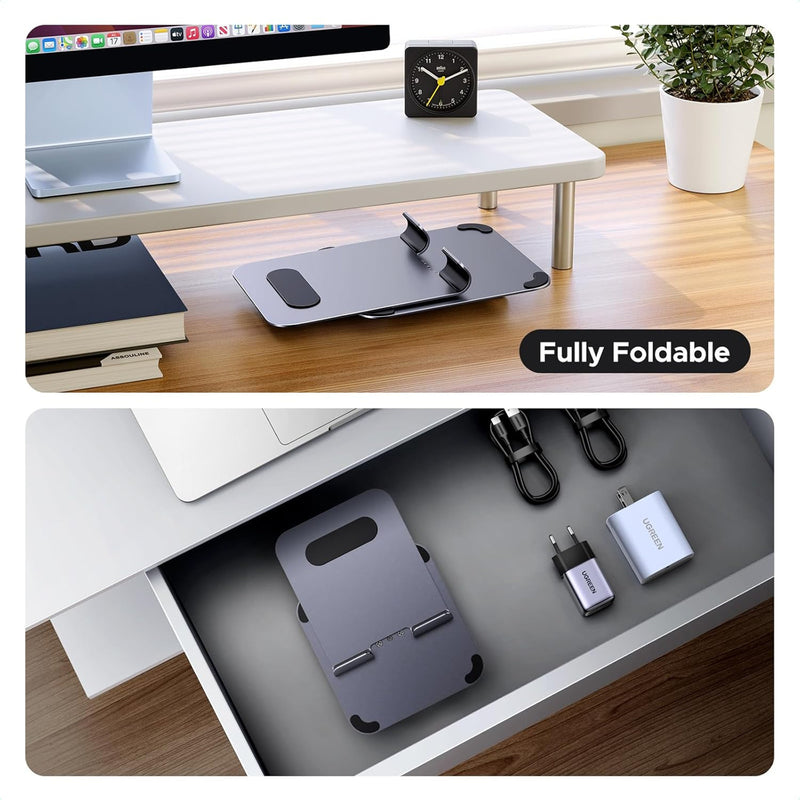 UGREEN 45860 iPad Stand 360° Rotatable Metal Phone and Tablet Stand Holder for Desk Adjustable Foldable Tablet Mount Compatible with All up tp 13'' Devices iPhone 16 Pro Max iPad Pro/Air/Mini Galaxy Tab