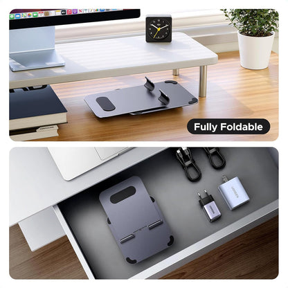 UGREEN 45860 iPad Stand 360° Rotatable Metal Phone and Tablet Stand Holder for Desk Adjustable Foldable Tablet Mount Compatible with All up tp 13'' Devices iPhone 16 Pro Max iPad Pro/Air/Mini Galaxy Tab