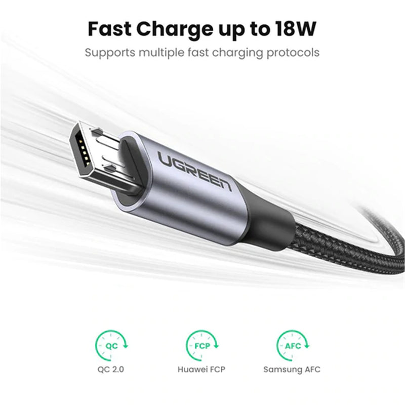 UGREEN UG-60148 USB 2.0 USB-A to Micro USB Cable - 2m - Black