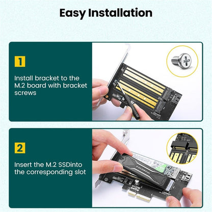 UGREEN 30715 NVMe PCIe Adapter, M.2 SSD M Key and M+B Key to PCIe 4.0 Adapter X4 X8 X16 Slot Card with Heat Sink, Up to 64Gbps Max, Size for NVMe M.2 SSD 2230 2242 2260 2280