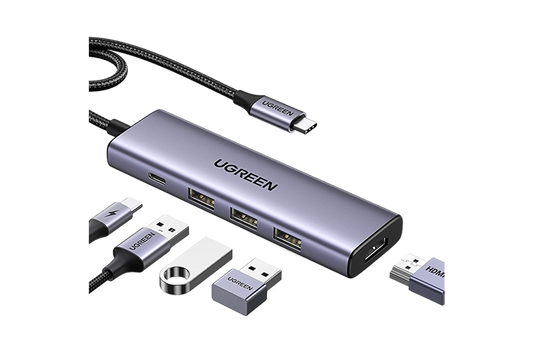 UGREEN 15597 USB C Hub, 5-in-1 USB-C Hub with 4K@60Hz HDMI, 100W Power Delivery, 3 USB-A 3.0 Data Ports, USB C Dock Adapter for MacBook Pro/Air, iPad Pro, Mac Mini, Surface, XPS, Thinkpad, Galaxy, and More