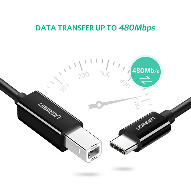 UGREEN UG-50446 USB 2.0 USB-C to USB-B Cable - 2m - Black