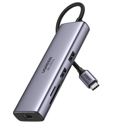 UGREEN Revodok 107 USB C Hub 7 in 1 Gigabit Ethernet 4K@60Hz HDMI, 100W PD Charging, SD/TF Card Reader, 2 USB A Data Ports Compatible with Mac,IPAD,Iphone