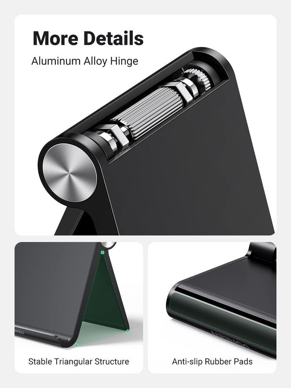 UGREEN Tablet Stand Holder Adjustable Protable Desktop Holder Dock Compatible for iPad 10.2 iPad Pro 11 Inch iPad 9.7 iPad Mini 5 4 3 2 iPad Air Nintendo Switch iPhone 13 12 Pro Max 11 XS XR Black