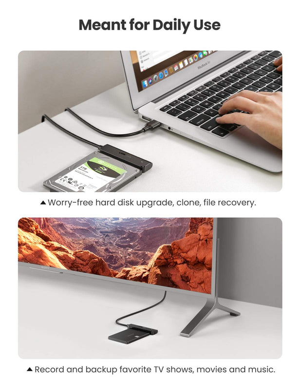 UGREEN 70609 SATA to USB Adapter, SATA USB 3.0 Cable to 2.5 inch SATA III HDD SSD Hard Drive, (7+15) Pin SATA III Converter 5Gbps High Speed Transfer, Support UASP, Driver-Free, 1.5FT