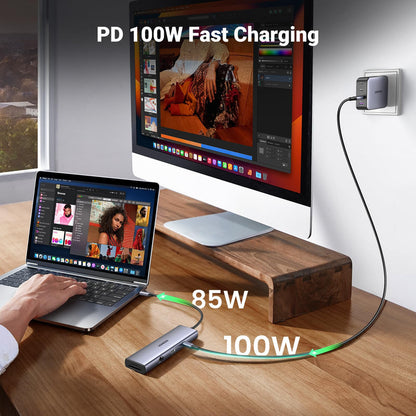 Ugreen 15375 USB-C to 2*USB3.0+2*USB-C+HDMI+RJ45+SD&TF +PD port Converter