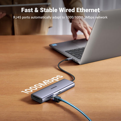Ugreen 15375 USB-C to 2*USB3.0+2*USB-C+HDMI+RJ45+SD&TF +PD port Converter