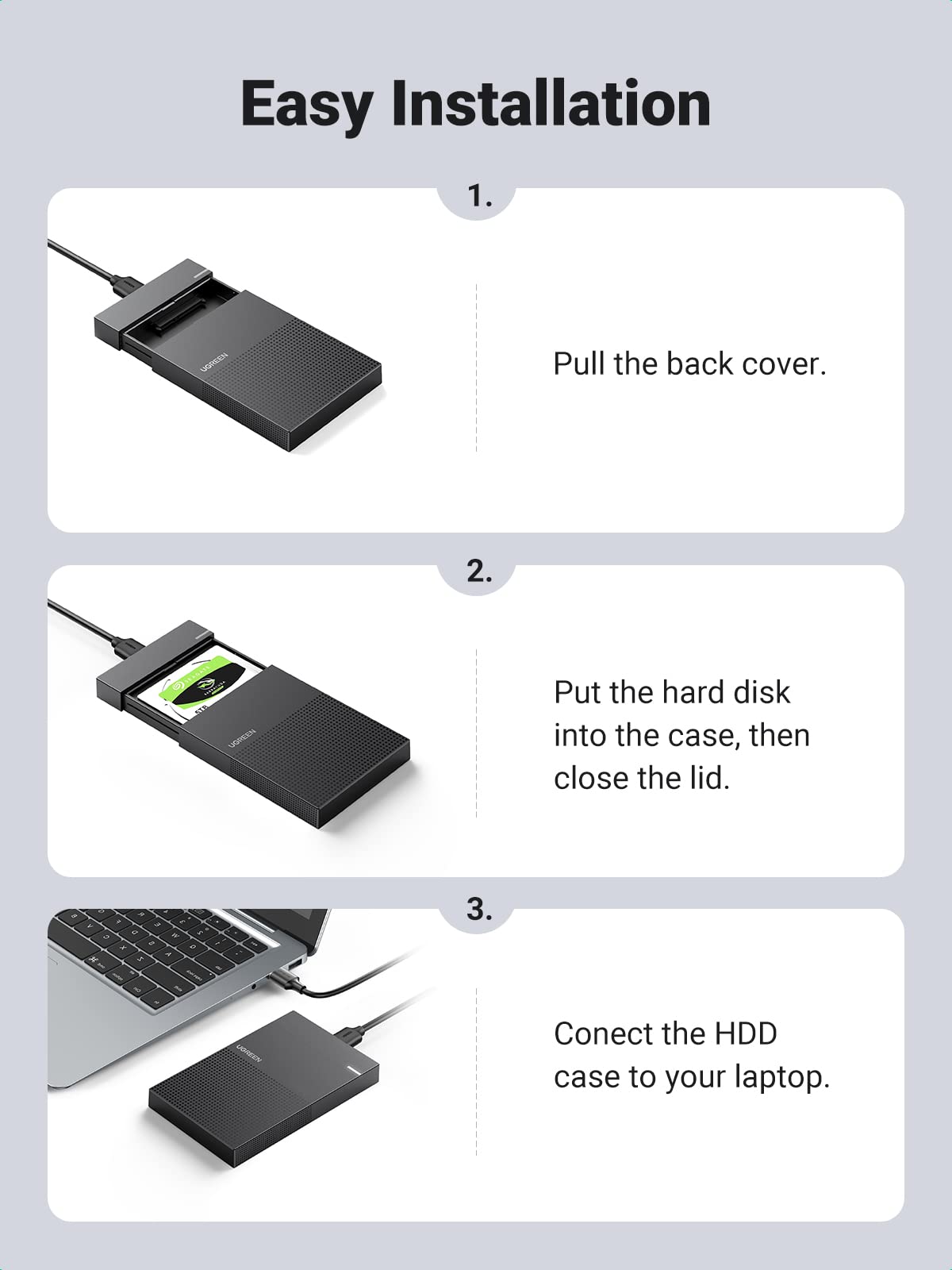 Ugreen 2.5 Inch USB C Hard Drive Enclosure