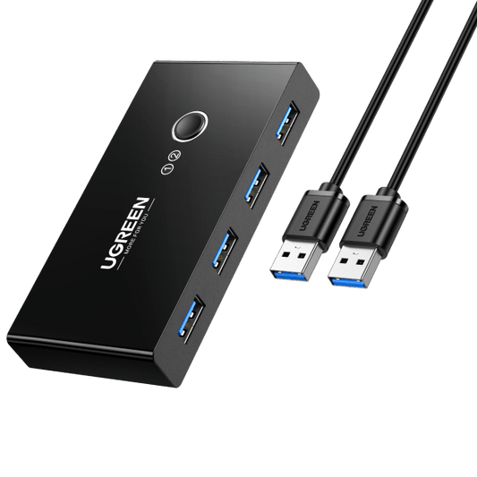 Ugreen USB 3.0 4-Port Switch With 2 Pack USB Male Cable