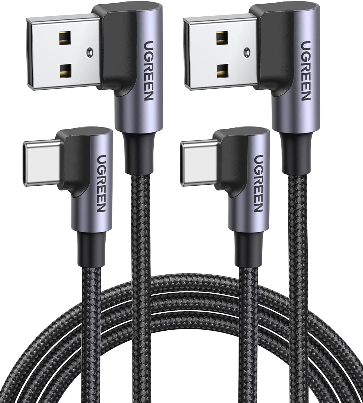 UGREEN USB A to USB C 2-Pack 90 Degree Cable